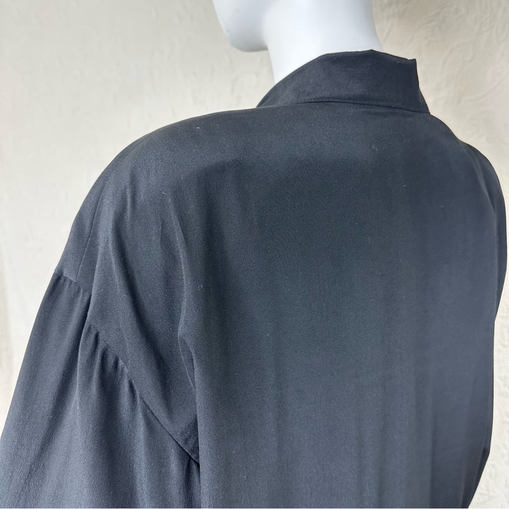 VTG 80s 100% Silk Independent Style Black Blazer - Picture 9 of 16